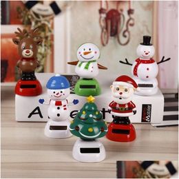 Christmas Decorations Themed Solar Powered Dancing Santa Claus Swinging Bobble Novelty Toys Car Decor Toy Kids Gift1 Drop Delivery H Dhqk8