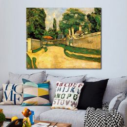 Abstract Landscape Canvas Art Houses Along A Road Paul Cezanne Oil Painting Handmade Impressionistic Artwork