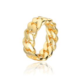 Band Rings 18K Gold Plated Hip Hop Cuban Chain Shiny Finger Circle Jewellery For Trendy Fashion Drop Delivery Ring Dhqsz