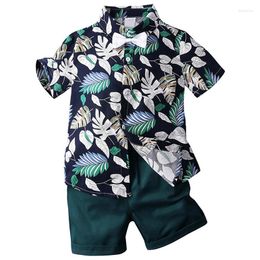 Clothing Sets 3Piece 2023 Summer Baby Boys Clothes Fashion Casual Beach Print Short Sleeve Cotton Tops Shorts Boutique Kid Set BC629