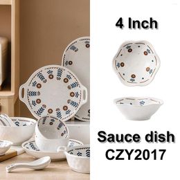 Plates Blue Little Flower Ceramic Sauce Dish Quality Porcelain Tableware Set Bowl Plate Spoon Baking Pan With Handle CZY2023