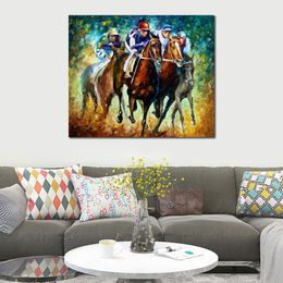 Textured Contemporary Art Riders Hand Painted City Landscape Canvas Painting Bedroom Decor