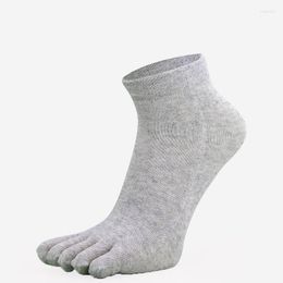 Men's Socks Toe Men Cotton Five Fingers Breathable Short Ankle Crew Sports Running Solid Colour Black White Grey Male Sox Gift