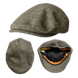 Berets New Wool Flat Cap Men's Golf Cabbie Hat Gatsby Ivy Cap Irish Hunting Hat Newsboy Driver Cabbies Beret BLM440 Z0613