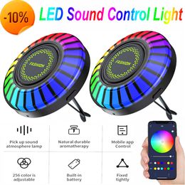 New 1/2x Sound Control LED Light RGB App Control Music Car Rhythm Ambient Light 3D LED Pickup lamp Car Air Freshener 256 Colours