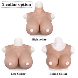Breast Form Eyung silicone breast forms Hight Low Round Collar Crossdresser Drag Queen silicone breastplate Fake boob cosplay silicone plate 230615