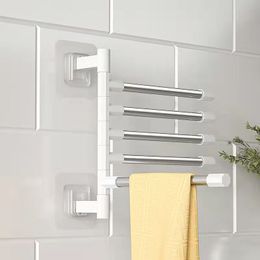 Towel Racks Bathroom Rack Rotatable Holder Space Aluminium 2345Bar Hanger Kitchen Shelf Paper Hanging Wall Mounted 230616