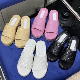2023 New style Sandal Sliders Womens thick bottom High Heel Wedge Platform Slide Sandals Designer Luxury Sunmmer Beach Black Multi White Jumbo Logo Slippers b4