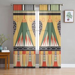 Curtain Colourful Ancient Egyptian Ornament Tulle Sheer Curtains For Living Room Bedroom Kitchen Decoration Voile Organza