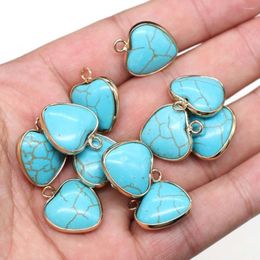 Pendant Necklaces Heart Shape Blue Turquoises Natural Stone Beads Charm For DIY Necklace Bracelet Accessories Jewelry Making Gift 18x20mm