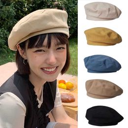 Berets Cotton Women Berets Winter Hats Vintage French Plaid Top Military Cap Painter Hat Autumn Streetwear Girls Octagonal Beret Caps Z0616