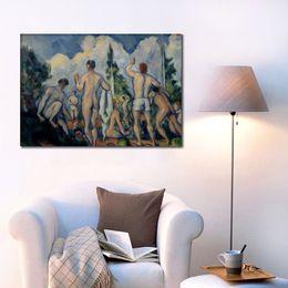 Impressionism Paul Cezanne Painting Handmade Canvas Art Bathers Landscape Wall Decor Modern