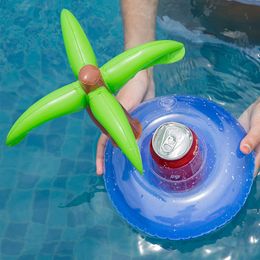 Inflatable Floats tubes Air Inflation Toy Float Cup Stand Coconut Tree Drink Holder Summer Water Pool Toys Swimming Beach Party Accessories 230616