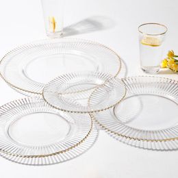 Plates European Glass Sets Champagne Wine Cup Dinnerware Set El Brief Style Gilt Stripe Western Dishes Tableware
