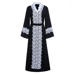 Ethnic Clothing Abaya Turkish Adult Muslim Women Dress Islamic Lace Stitching Chiffon Cardigan Robe