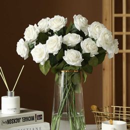 Dried Flowers 11pcs Simulation Moisturizing Roses Home Living Room Dining Table Decoration Wedding Fake High Quality Artificial Flower