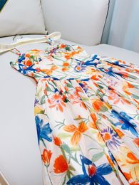 2023 Summer Multicolor Floral Print Panelled Dress Spaghetti Strap Sweetheart Neck Short Casual Dresses J3L127868