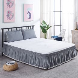 Bedding sets Home el Bed Skirt Wrap Around Elastic Band Stretch with Tassel Cover without Surface 230615