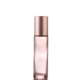 2020 Essential Oil Use 10ml Pink Roll On Glass Roller Bottles With Crystal Gemstone Roller Ball And Rose Gold Cap