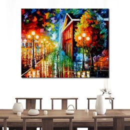 Contemporary Canvas Wall Art Night Handcrafted Landscape Painting New House Decor