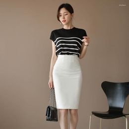 Work Dresses Arrival Fashion Sets For Women Summer Temperament Batwing Sleeve Simple Office Lady Elegant Slim Skirt And Tops 2 Piece Suit
