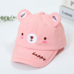 Ball Caps Spring Children Cute Cartoon Bear Ear Baseball Cap Baby Outdoor Simple Boys Girls Soft Top Autumn Visor Kids Peaked Hat