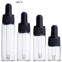 Amber Clear Glass Dropper Bottle 5ml 10ml 15ml 20ml Transparent Pipette Dropper Vial Free Shipping Ketfx