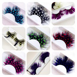 2020 fasion colorful feather False Eyelash dot 9 types fake eyelash for women makeup false eyelashes wholesale