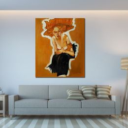 Modern Abstract Canvas Art Scornful Woman Egon Schiele Handmade Oil Painting Contemporary Wall Decor