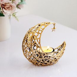 Candle Holders Metal Moon Style Holder Black Gold Romantic Small Teal Light Home Decoration Votive Stand Candelabros Decor