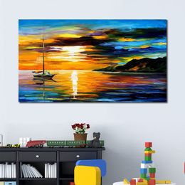 City Rhythms Wall Art on Canvas Sailing with The Sun Ii Handcrafted Contemporary Painting for Entryway