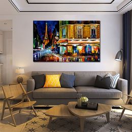 Contemporary Canvas Wall Art Paris Recruitement Cafe Handcrafted Landscape Painting New House Decor