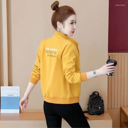 Women's Jackets 2023 Spring Autumn Stand-up Collar Short Jacket Women Letter Print Coat Loose Outerwear Lady Casual Top Coats Zip-up