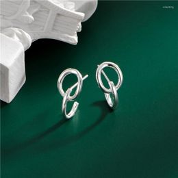 Dangle Earrings Real S925 Sterling Silver Retro Fashionable C-shaped Ring Simple Basic For Women Fine Jewellery