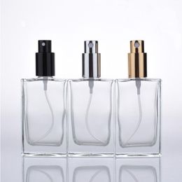 100pcs 50ml Square Glass Perfume Bottle Empty Parfum Clear Spray Packaging Refillable Bottles Atomizer Cdwjf