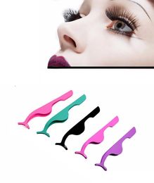free shipping stainless steel eyelash extension tweezers Eye Lash applicator Makeup Tools Nipper Auxiliary Clip 10 Colours