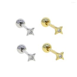 Stud Earrings 925 Sterling Silver Gold Plated Ear For Women Sparking CZ Cubic Zirconia Minimal Delicate Piercing Fine Jewellery