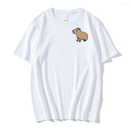 Men's T Shirts Capybara Kawaii Printed T-shirt Couple Clothes Funny Cartoon Casual Short Sleeve Tee Tops Summer Cotton White