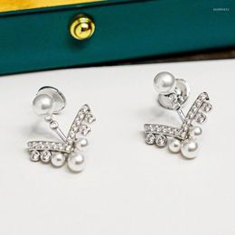 Stud Earrings 2023 S925 Sterling Silver V-shaped Pearl Women's Temperament Party Fashion Brand Exquisite Jewellery Birthday Gifts