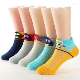 Men's Socks Fashion Spring Summer Children Mesh Cotton Cartoon Car Boys Sock Girls 2-15 Year Kids Casual Boat Gift For Child