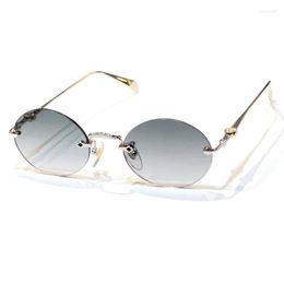 Sunglasses Retro Women Brand Designer Fashion Rimless Gradient Sun Glasses Shades Lens Ladies Frameless Eyeglasses