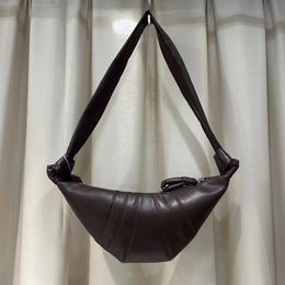 French Retro Leather Croissant-shape Bags Crossbody Waist Bag Chest Bag