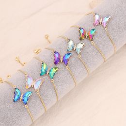 Charm Bracelets DoreenBeads Insect Butterfly Animal Adjustable Slider Multicolour Rhinestone Gold Color Chains Women Party Jewelry