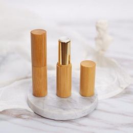 100PCS Bamboo Lip Gloss Tube bottle Lip Glaze Empty Tube Makeup Bamboo Design Empty Gross Container Lipstick DIY Cosmetic Containers Hfelm