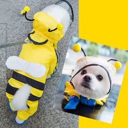 Dog Apparel Waterproof puppy raincoat hooded suitable for small and mediumsized dogs with reflective tape bee dinosaur 230616