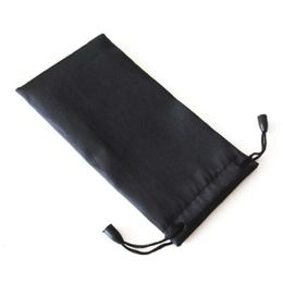 Sunglasses Cases 100pcs Glasses Bags Soft Composite Cloth Sunglasses Rope Pouch Mobile Phone Accessory Bag Black QLY9804 230615