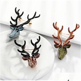 Pins Brooches Retro Animal Elk Brooch Christmas Reindeer Dress Suit Scarf Buckle Cor For Women Men Fashion Jewellery Will And Sandy G Dh2Bk