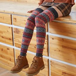 Women Socks Women's Leg Warmer Boot Cuff Winter Warm Over The Knee Stockings Thigh High Fur Wool Snowflake Foot Sock Cover