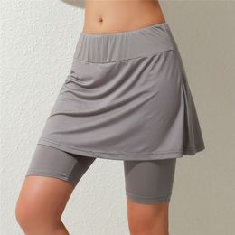 Skirt Tennis Skorts Sport Athletic Shorts Skirt Solid Color Anti Exposure Fitness High Waist Female Sportswear 230616