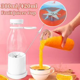 Juicers 380420ml Electric Juicer Cup Mini Mixers Bottle USB Rechargeable Milkshake Ice Crush Fresh Juice Blender 230616